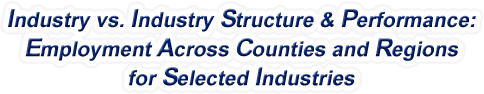 Arkansas - Industry vs. Industry Structure & Performance: Employment Across Counties and Regions for Selected Industries